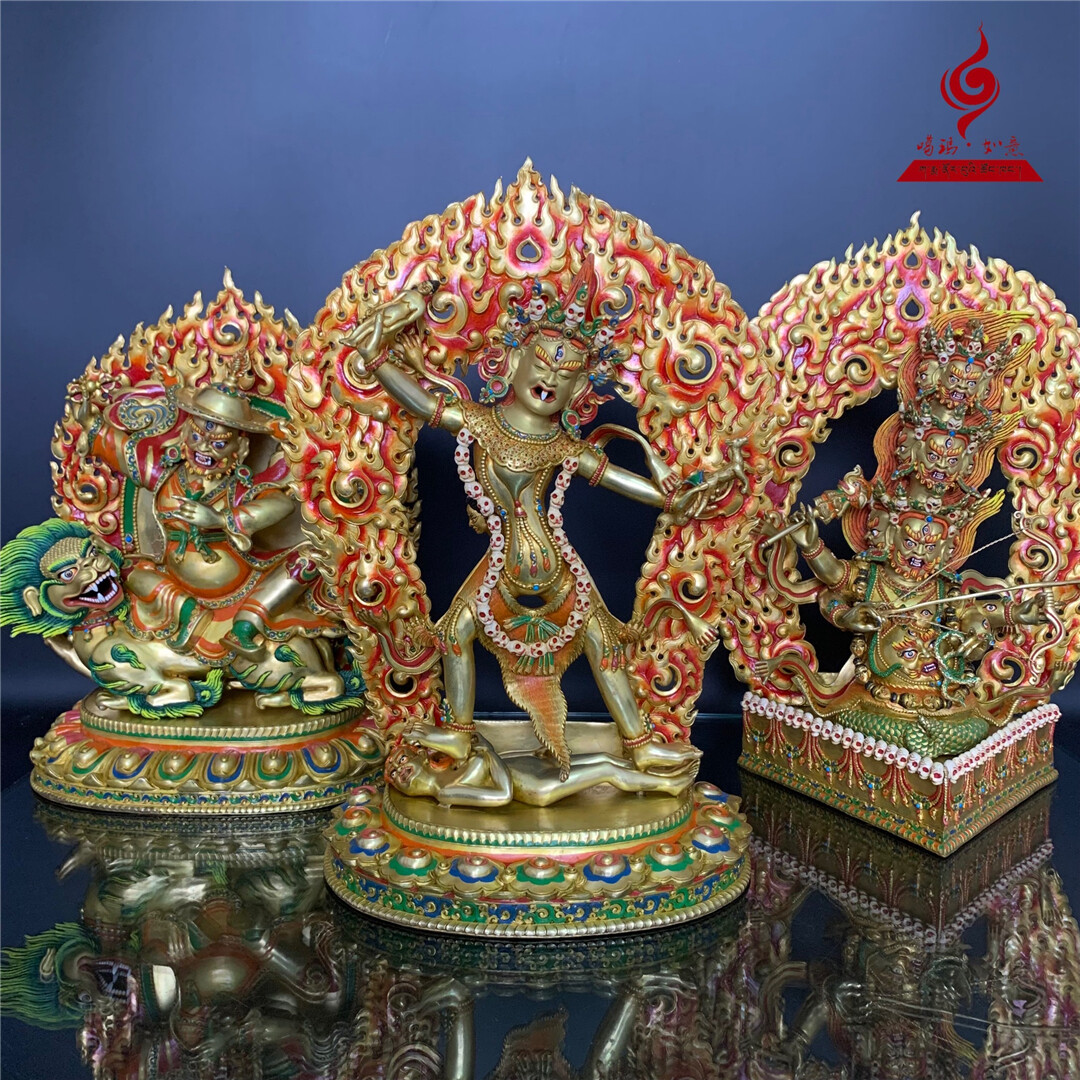 14'' Tibet Nepal Nyingma 3 Protector Ekajati Rahula Buddha Bronze Statue 14'' Tibet Nepal Nyingma 3 Protector Ekajati Rahula Buddha Bronze Statue