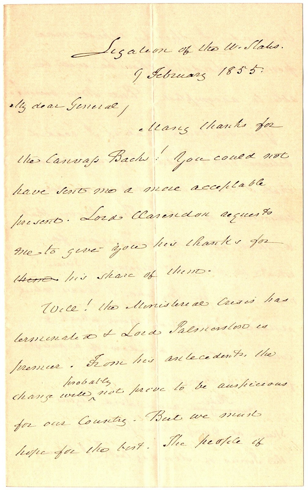 2/9/1855 President James Buchanan Autographed/Signed twice London Letter G. Webb 2/9/1855 President James Buchanan Autographed/Signed twice London Letter G. Webb