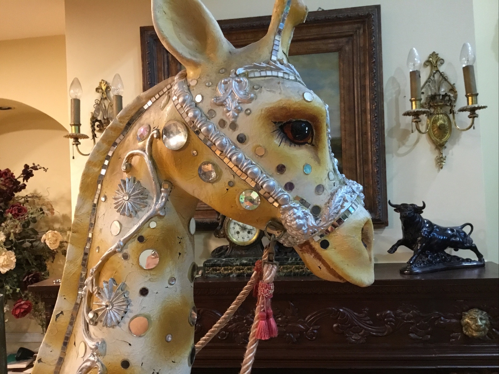 Vintage Carousel Giraffe 6 1/2 feet tall from Broadway show. Vintage Carousel Giraffe 6 1/2 feet tall from Broadway show.