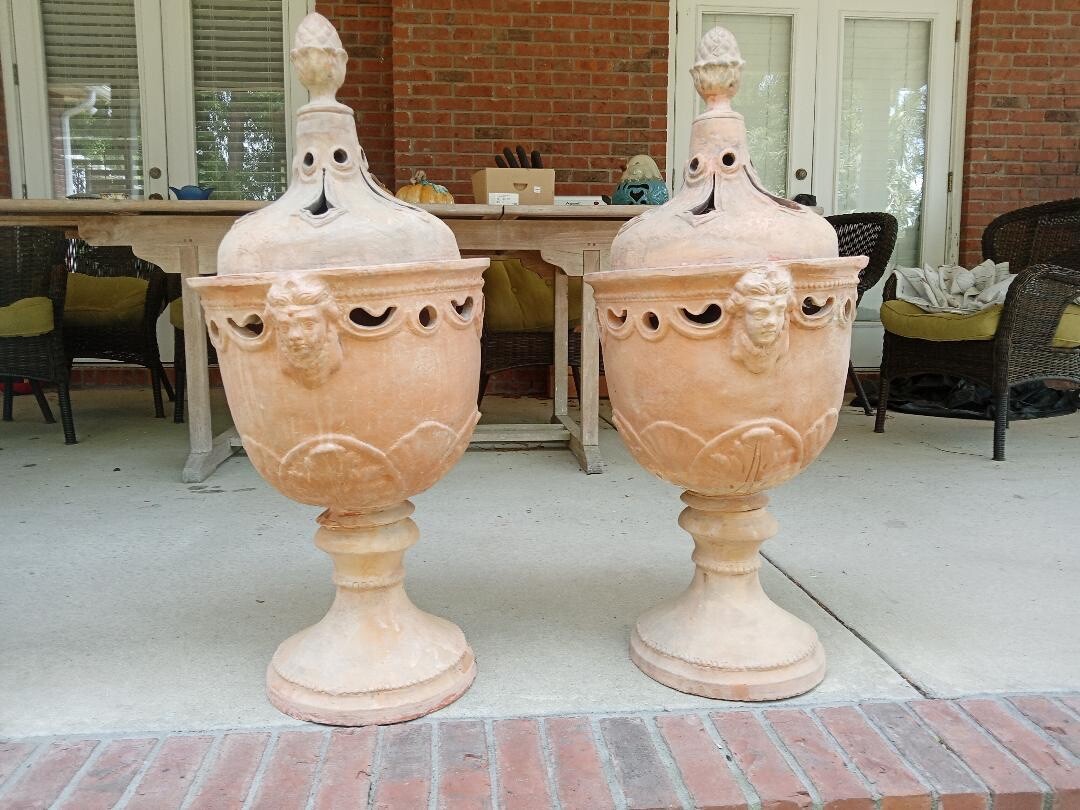 Antique Terra Cotta Garden Urns Original Florence Italy Antique Terra Cotta Garden Urns Original Florence Italy