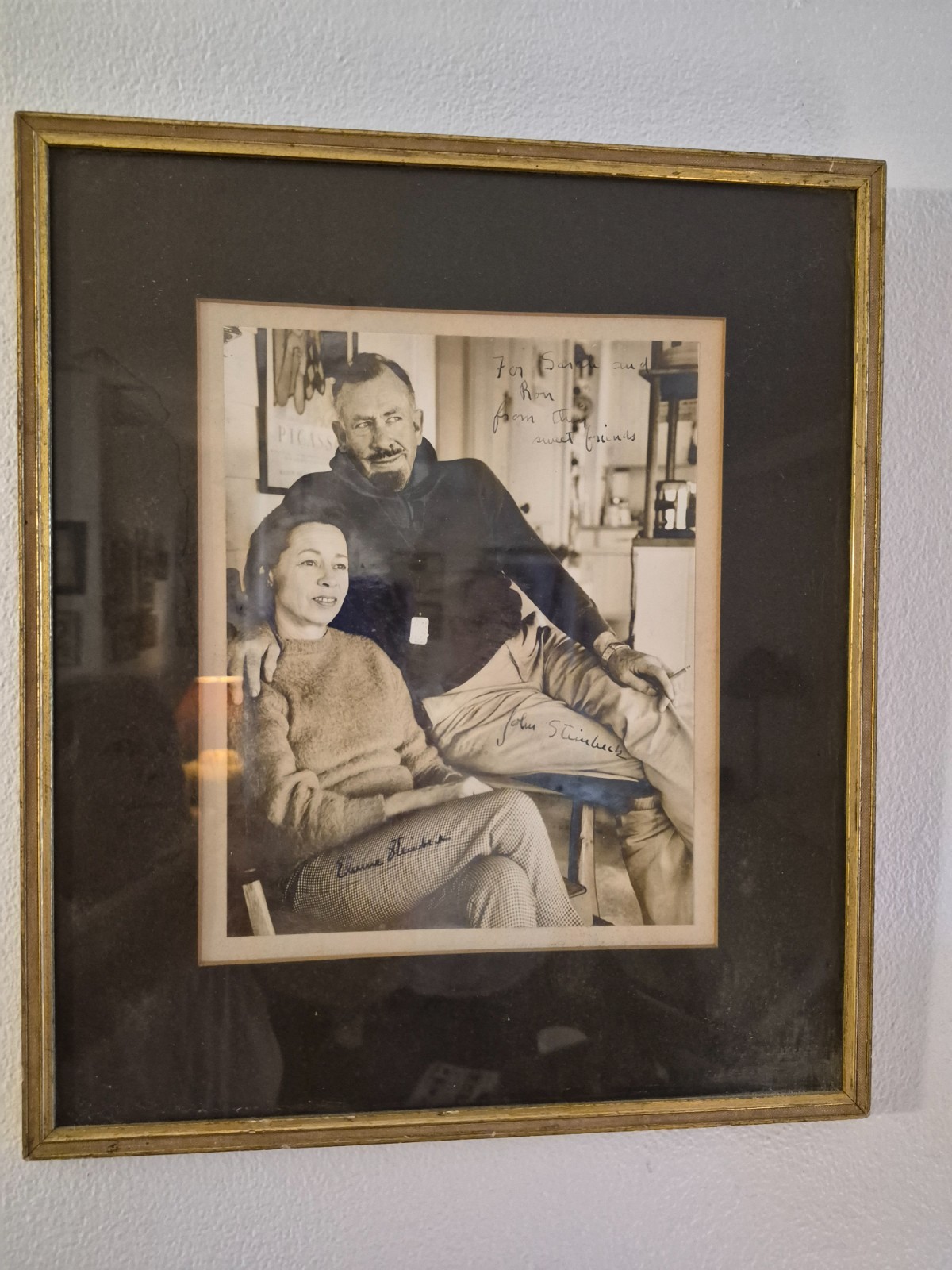 Photographic Portrait of John & Elaine Steinbeck at Home...(Signed by each) Photographic Portrait of John & Elaine Steinbeck at Home...(Signed by each)