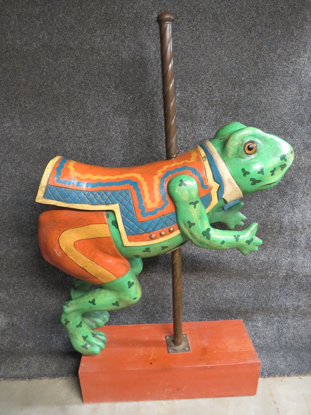 Antique Wood Carousel Frog Full Size Amusement Park Ride VTG