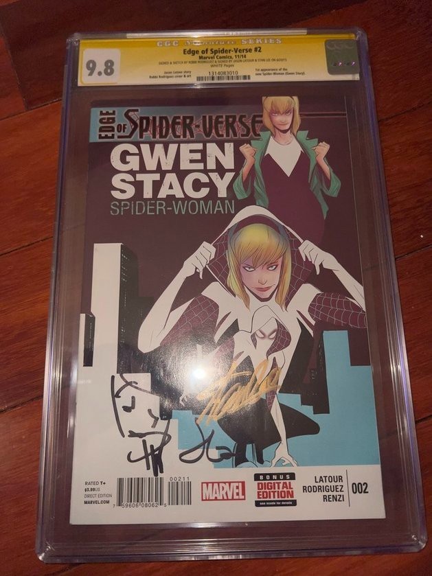 EDGE OF SPIDER-VERSE 2 CGC 9.8 SS GHOST SPIDER-GWEN STAN LEE RODRIGUEZ LATOUR EDGE OF SPIDER-VERSE 2 CGC 9.8 SS GHOST SPIDER-GWEN STAN LEE RODRIGUEZ LATOUR
