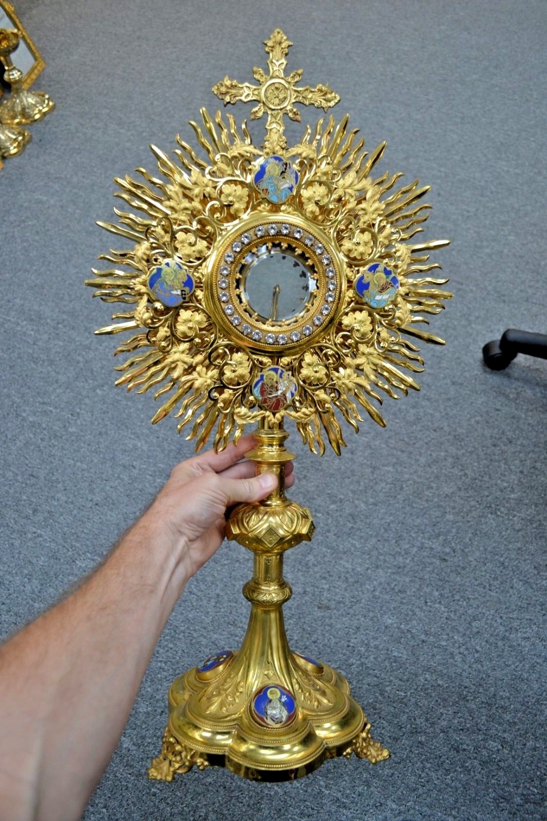 Older Traditional French Enameled Monstrance - 27 Older Traditional French Enameled Monstrance - 27