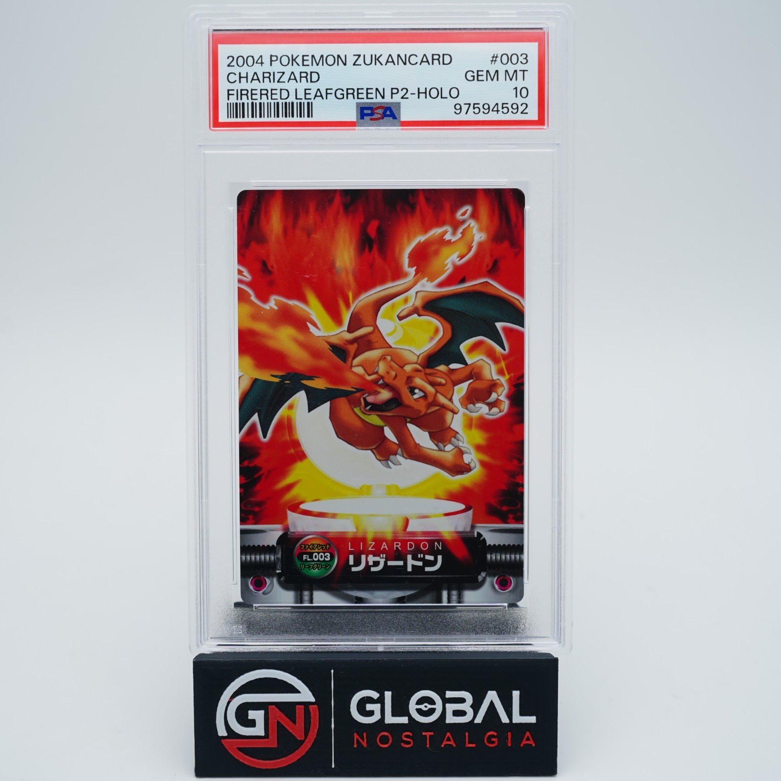 Charizard #003 Zukan carddass FireRed & Leafgreen P2-Holo Pokemon 2004 PSA 10