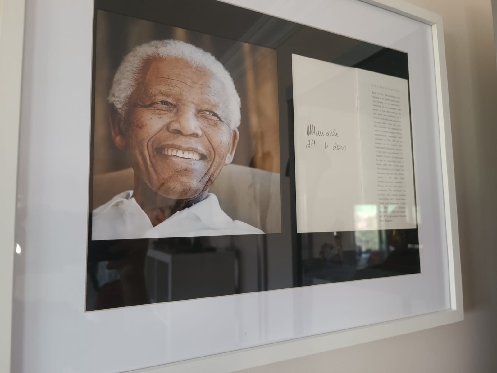 Original Certified Nelson Mandela Signature Display
