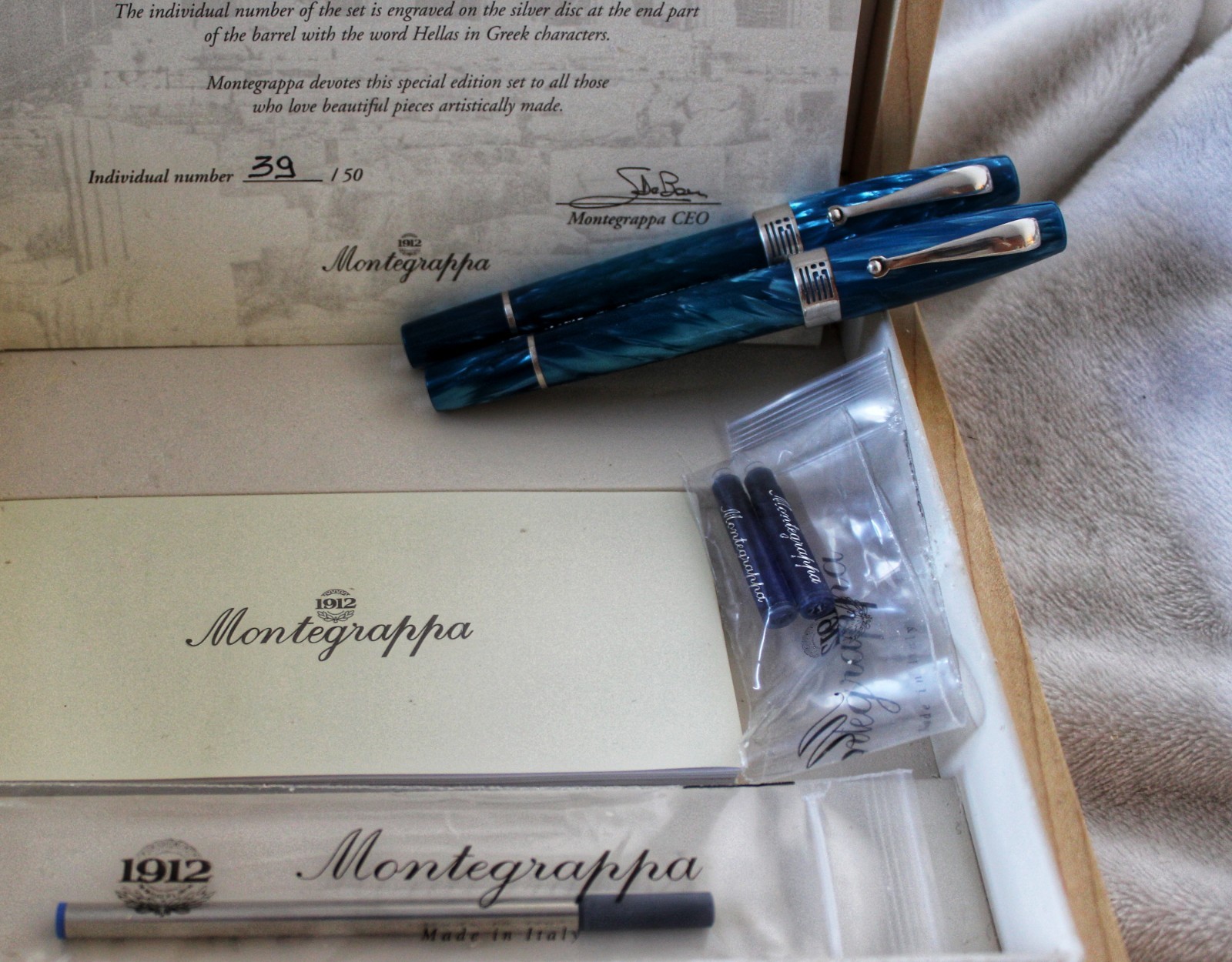 New Lim/ed Edition Montegrappa Tribute to Flag of Greece FountainPen&Rollerball