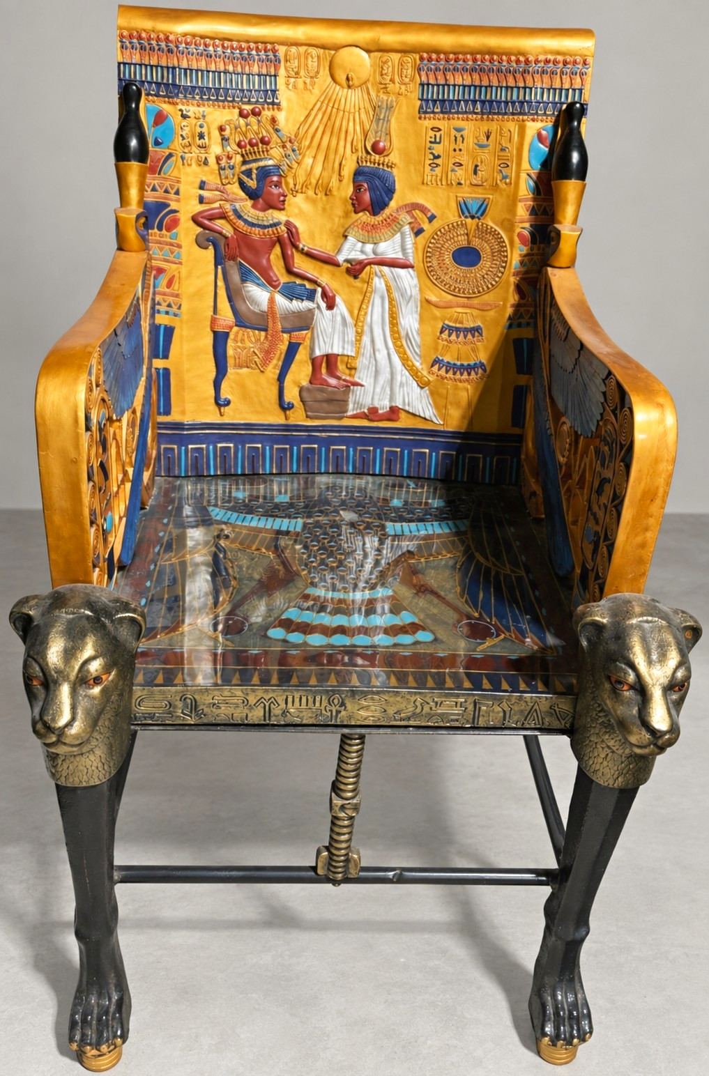 Handmade Egyptian Pharaoh Tutankhamun Throne Chair Life-Size Display Replica Handmade Egyptian Pharaoh Tutankhamun Throne Chair Life-Size Display Replica