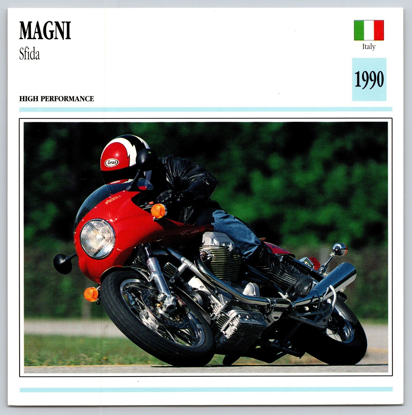 Magni Sfida 1990 Italy  Edito Service Atlas Motorcycle Card