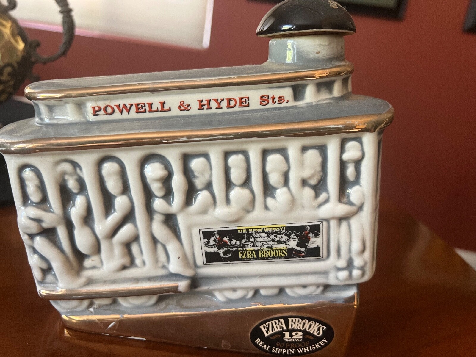 Ezra Brooks Whiskey Decanter Powell And Hyde Sts. Trolly Train Ceramic Bottle Ezra Brooks Whiskey Decanter Powell And Hyde Sts. Trolly Train Ceramic Bottle