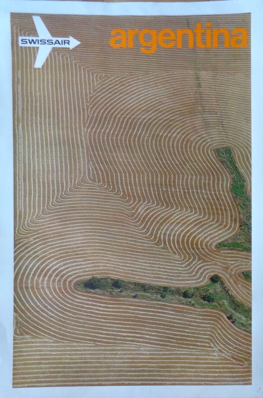 SWISSAIR AIRVIEW ARGENTONA Vintage 1971 poster AIRLINES GERSTER 25x40 NM LINEN