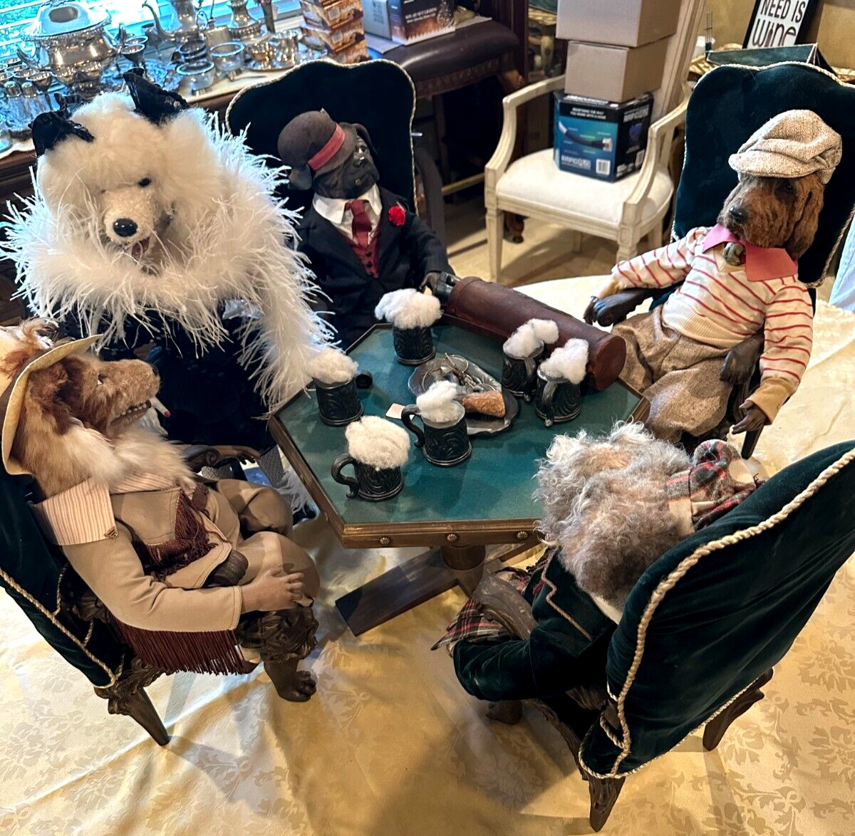 Pat Thompson Artist Prototype Vlasta Poker Gang Dogs & Brews Set OOAK VTG 1990 Pat Thompson Artist Prototype Vlasta Poker Gang Dogs & Brews Set OOAK VTG 1990
