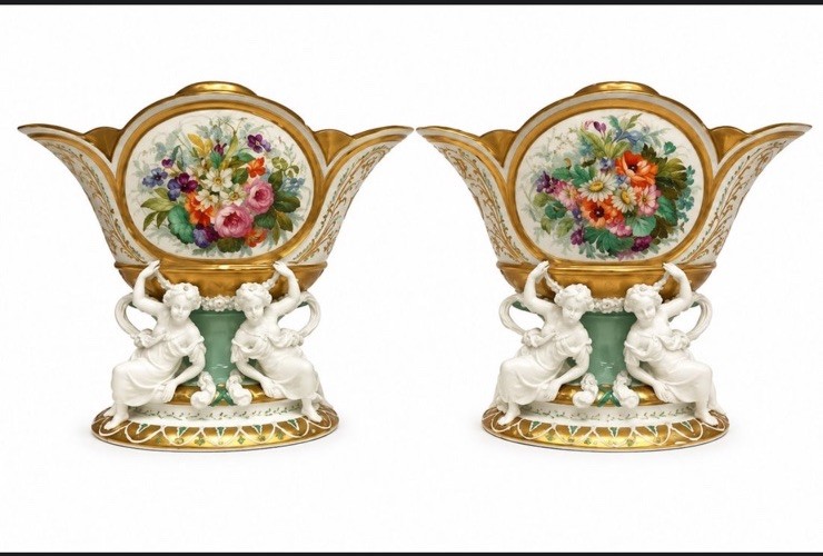 Pair of Probably Henri Ardant of Limoges Porcelain Vases