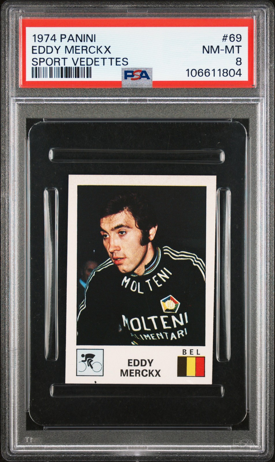 1974 PANINI SPORT VEDETTES #69 EDDY MERCKX PSA 8 1974 PANINI SPORT VEDETTES #69 EDDY MERCKX PSA 8