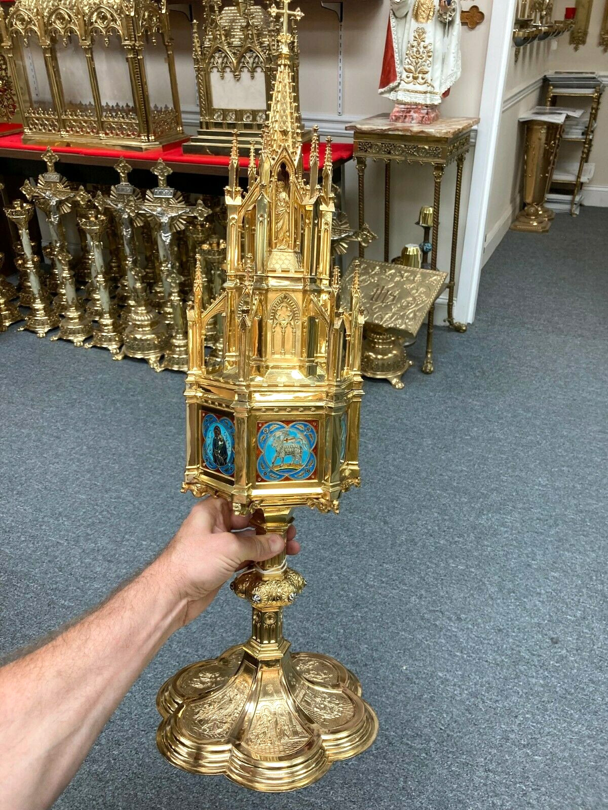 Beautiful 120 Year Old Ornate Enameled Gothic Ciborium (AH1111) Chalice Co.