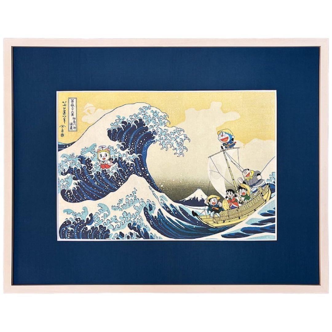 Doraemon Hokusai Great Wave Mount Fuji Ukiyoe Woodblock Print Limited Japan Art Doraemon Hokusai Great Wave Mount Fuji Ukiyoe Woodblock Print Limited Japan Art