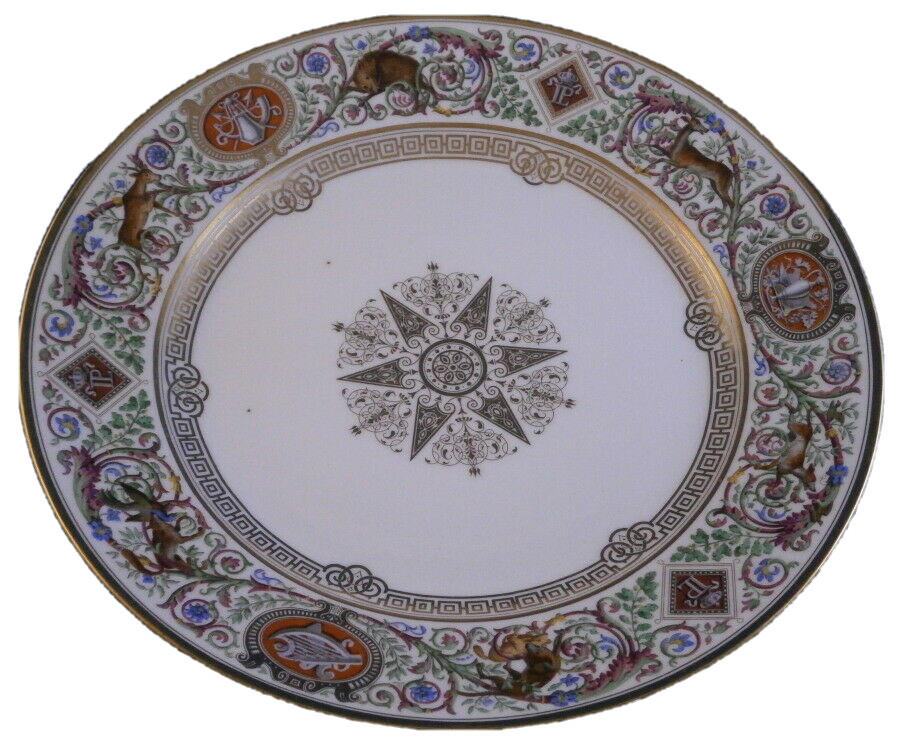 Antique 19thC Sevres Chateau Fountainebleau Porcelain Plate Porzellan Teller #4