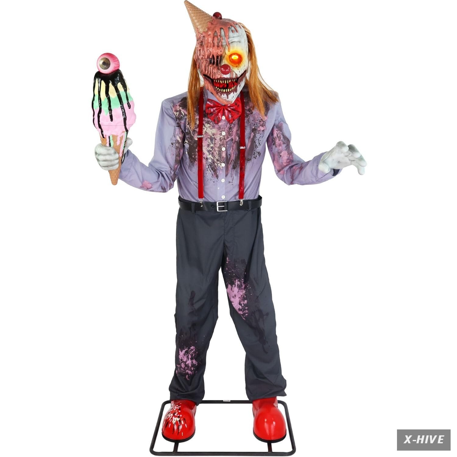 6.5FT I Scream Clown Halloween Animatronic Motion Activated Lights Sound