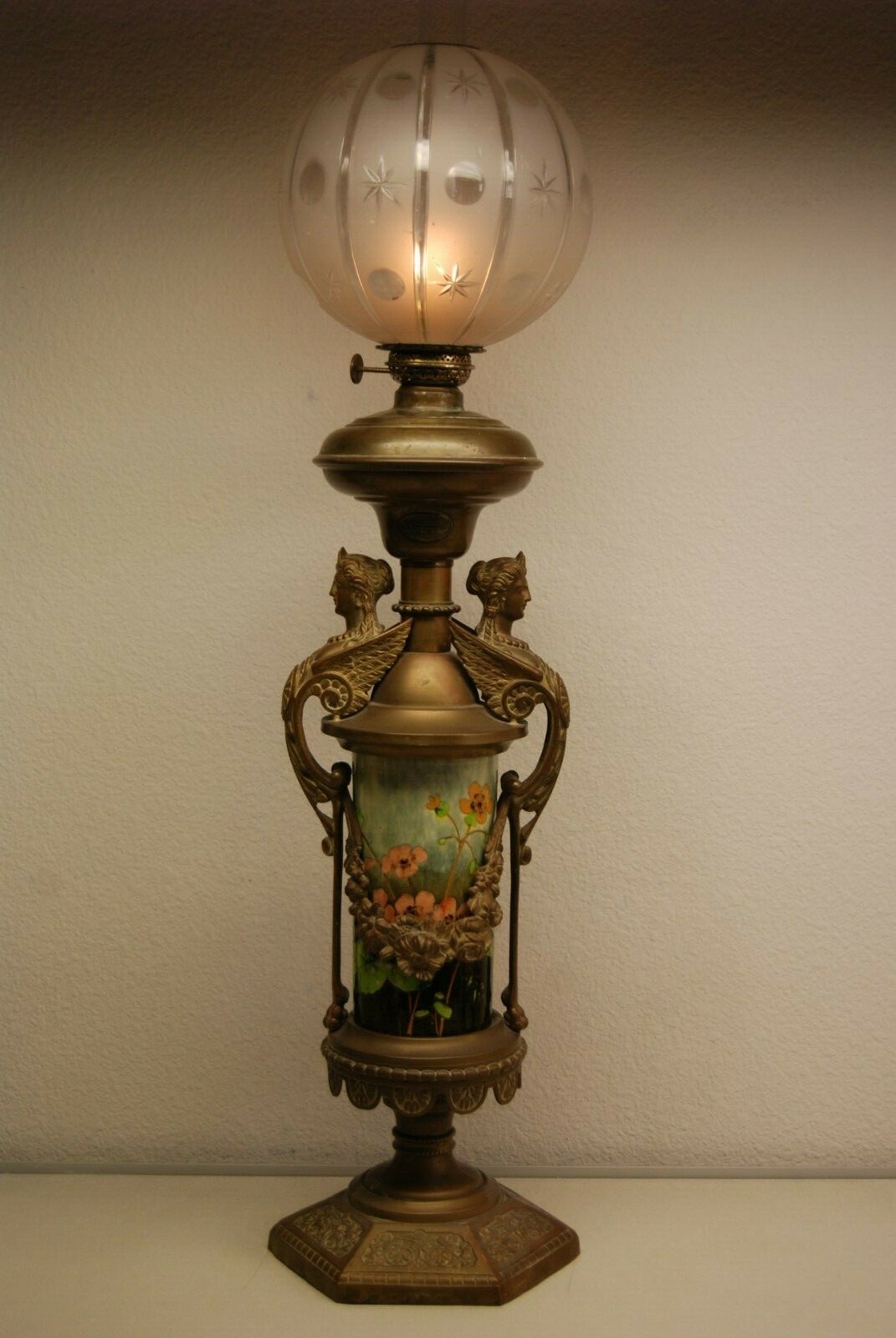 ANTIQUE AESTHETIC MOVEMENT EGYPTIAN SPHINX KEROSENE OIL CORNELIUS SOLAR LAMP ANTIQUE AESTHETIC MOVEMENT EGYPTIAN SPHINX KEROSENE OIL CORNELIUS SOLAR LAMP