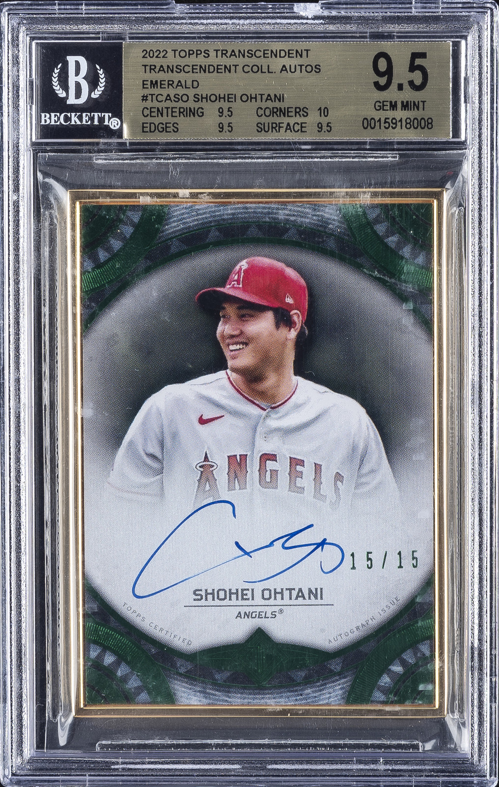 2022 TRANSCENDENT COLLECTION AUTOS EMERALD SHOHEI OHTANI BGS 9.5 2022 TRANSCENDENT COLLECTION AUTOS EMERALD SHOHEI OHTANI BGS 9.5