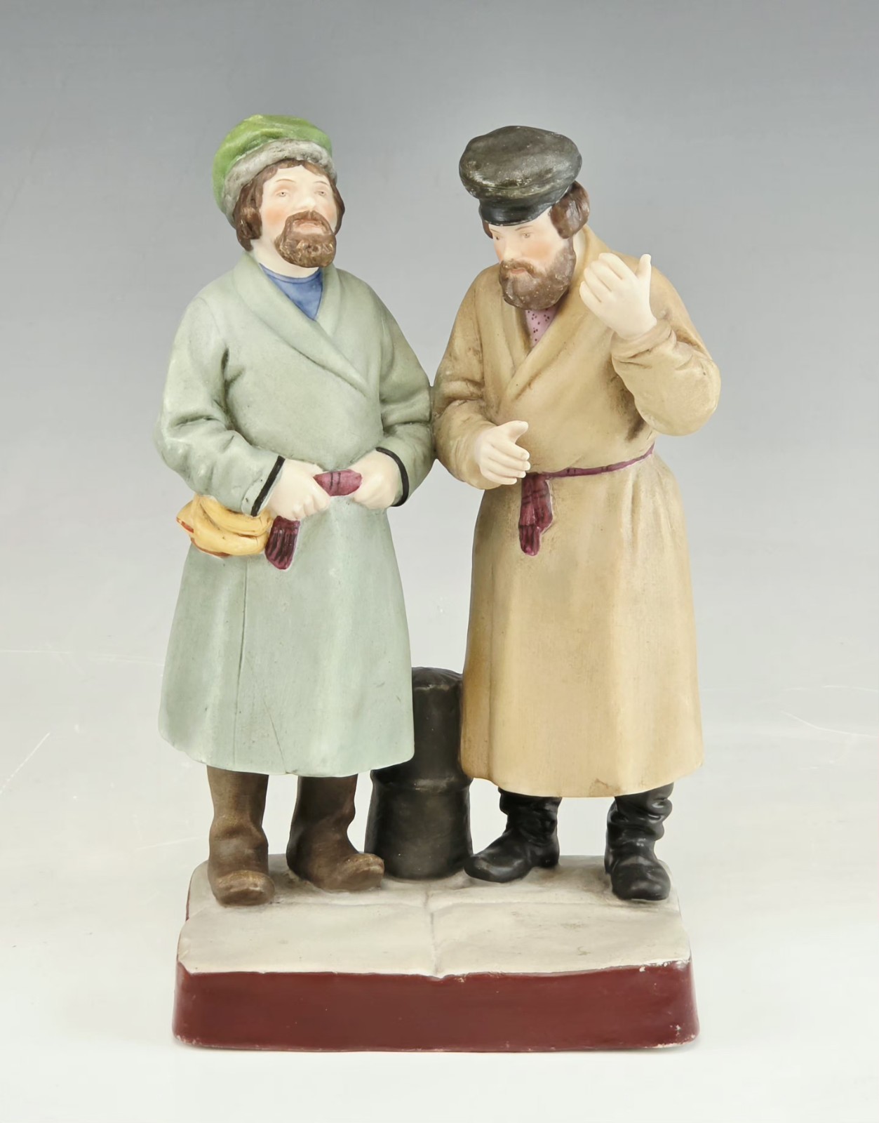 19C Russian Gardner Porcelain Group Figurine of Two Peasants in Conversation 19C Russian Gardner Porcelain Group Figurine of Two Peasants in Conversation
