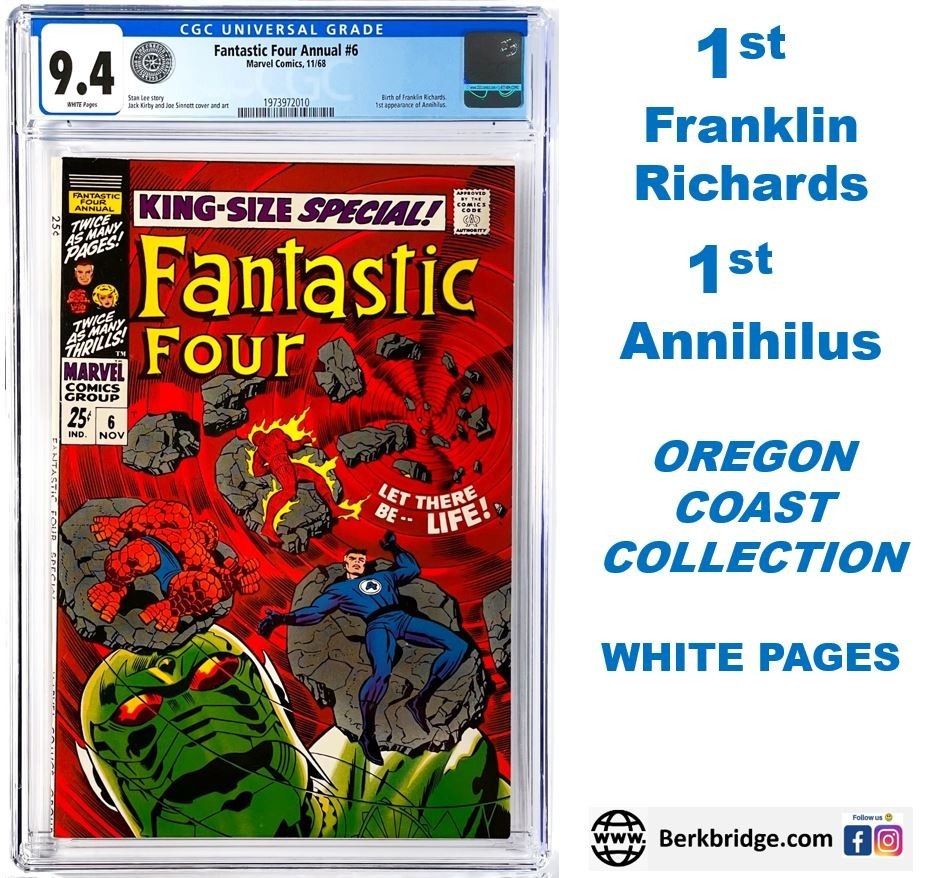 Fantastic Four Annual 6 CGC 9.4 WP 1968 Marvel Comics 1st App Franklin Richards Fantastic Four Annual 6 CGC 9.4 WP 1968 Marvel Comics 1st App Franklin Richards