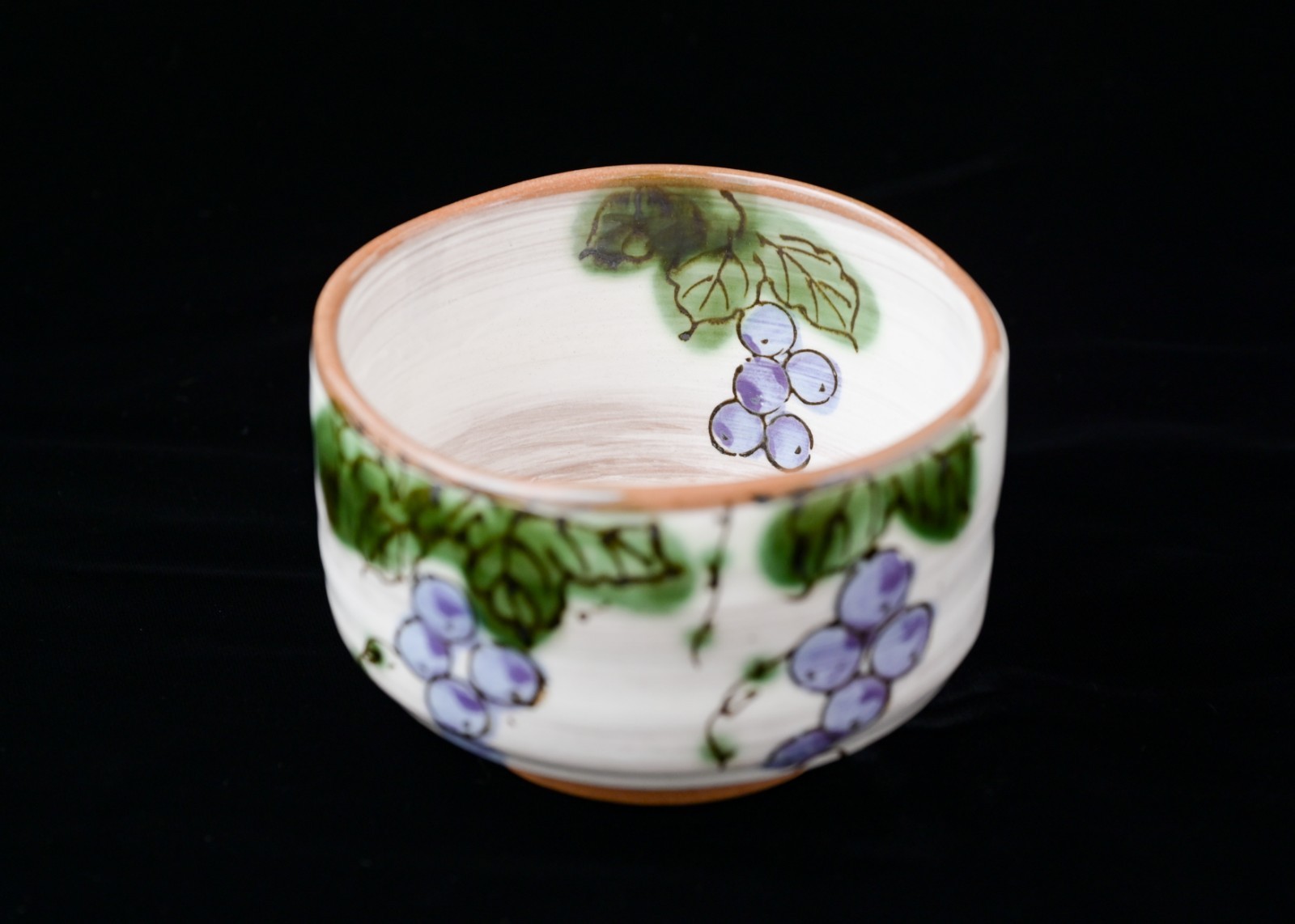 Japanese Matcha Tea Bowl Grapes Chawan Tea Ceremony Pottery Purple Grape Design Japanese Matcha Tea Bowl Grapes Chawan Tea Ceremony Pottery Purple Grape Design