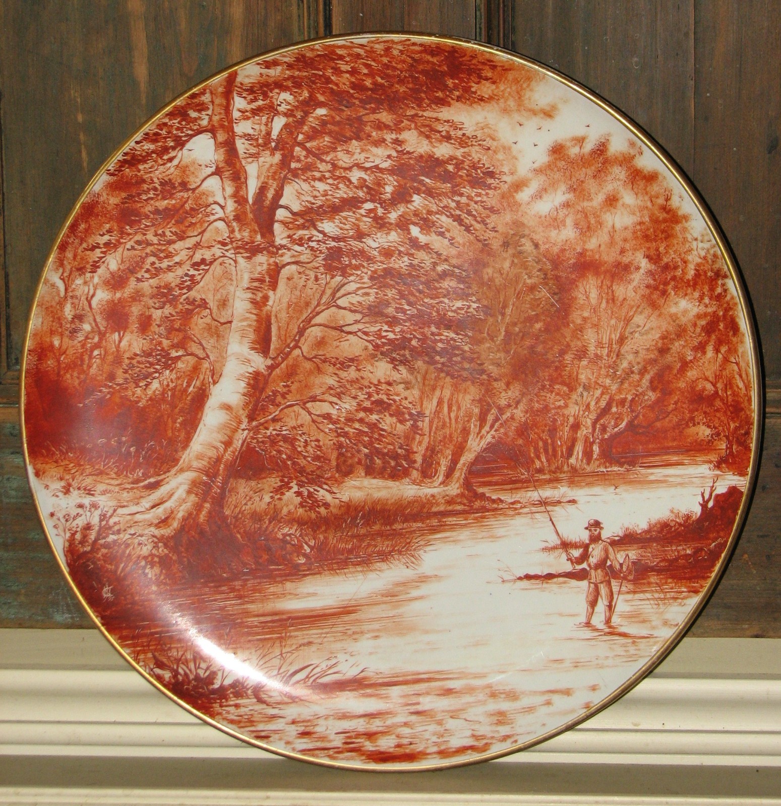 WEDGWOOD XRARE JOHN NORTH CREALOCK LARGE CHARGER HIMSELF FISHING SCENE 1877