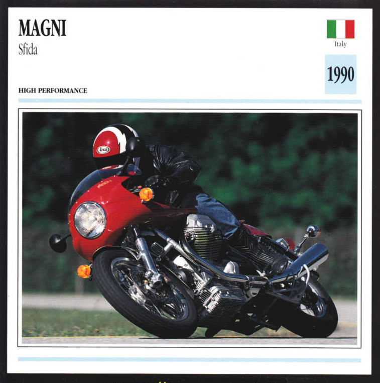 1990 Magni Sfida 1100 (1105cc) Italy Motorcycle Photo Spec Sheet Info Stat Card