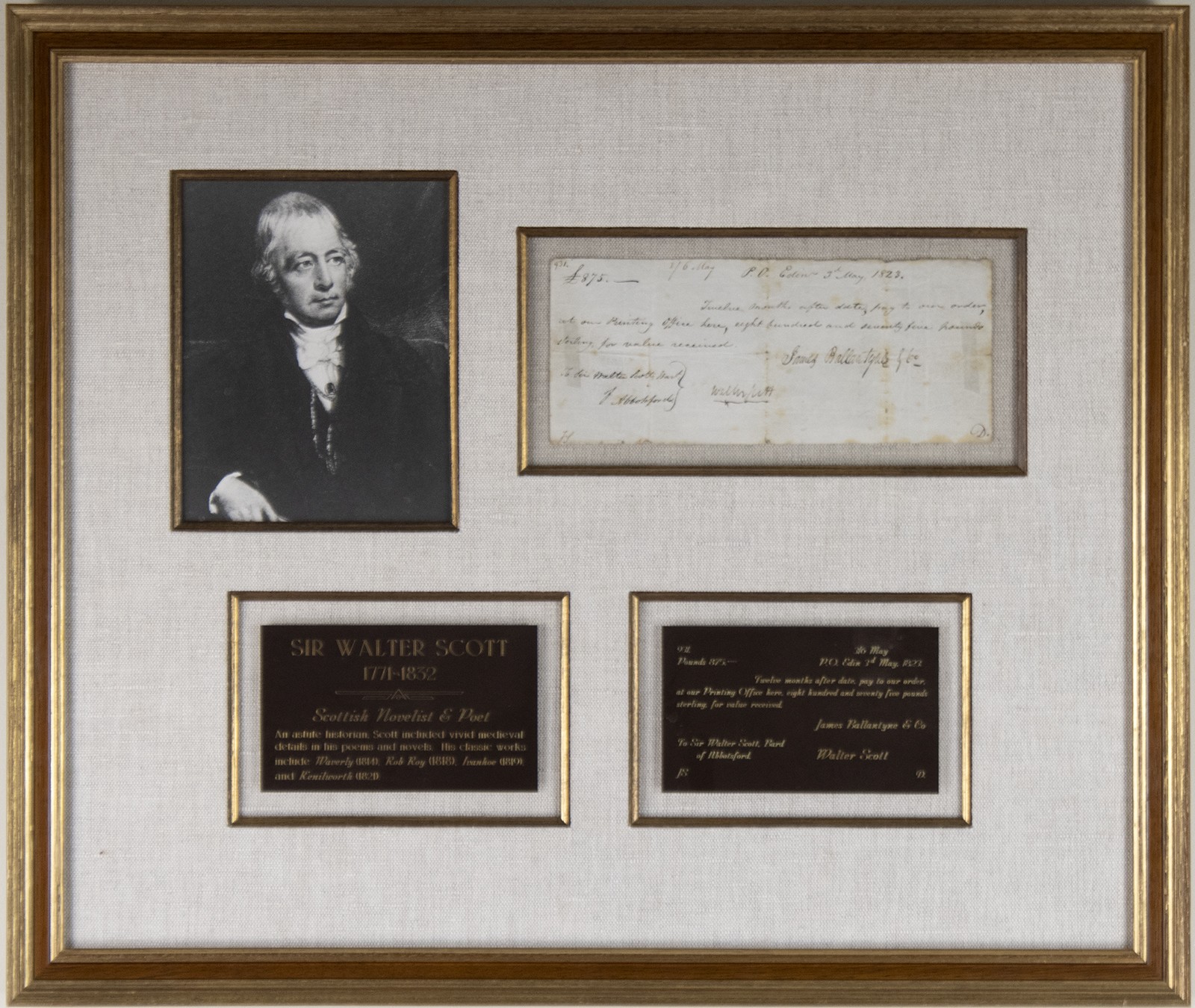 SIR WALTER SCOTT - PROMISSORY NOTE SIGNED 05/03/1823 SIR WALTER SCOTT - PROMISSORY NOTE SIGNED 05/03/1823