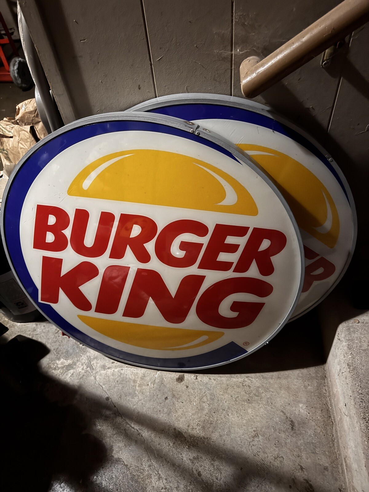 Vintage 28” Burger King Light Up Restaurant Button Sign - no guts P13 Vintage 28” Burger King Light Up Restaurant Button Sign - no guts P13