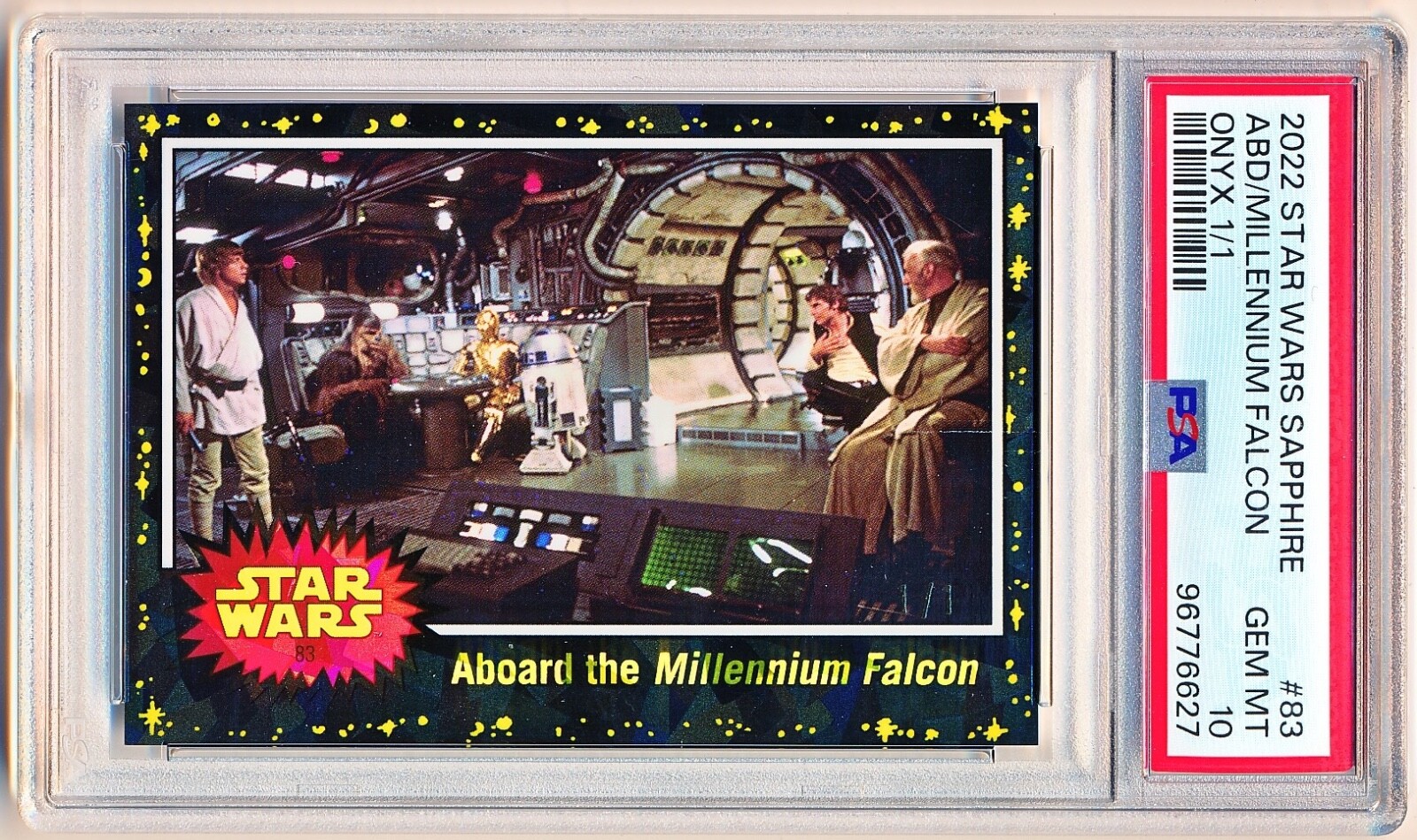 2022 Topps Star Wars Sapphire Aboard the Millennium Falcon Onyx #83 (1/1) PSA 10