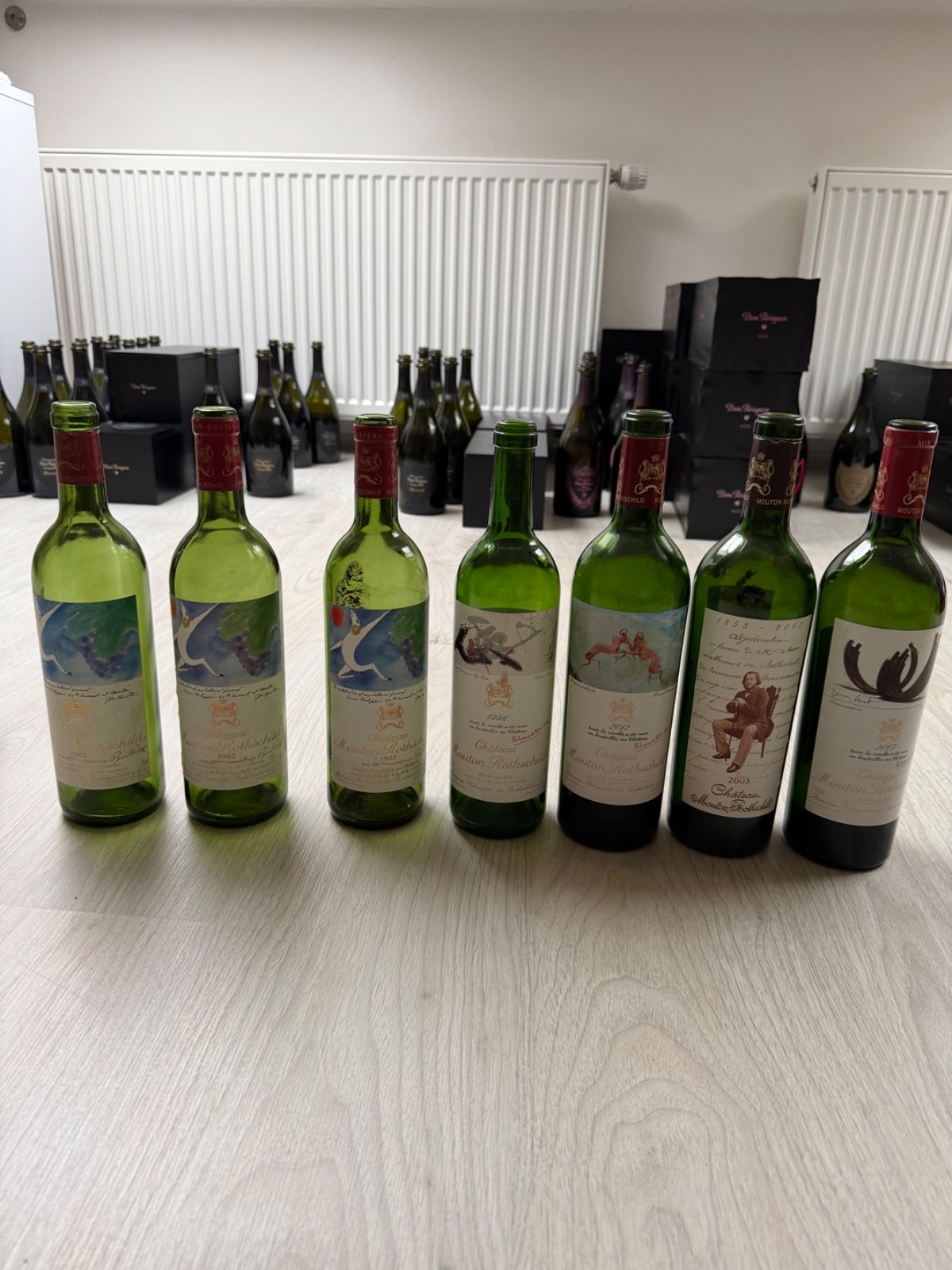Château M.Rotschild set of empty bottles-vintages 1982-3x, 1996, 2012, 2003,2007 Château M.Rotschild set of empty bottles-vintages 1982-3x, 1996, 2012, 2003,2007