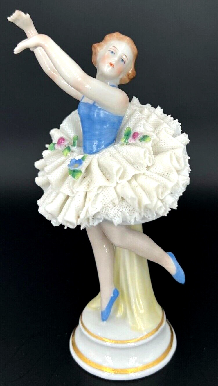 Vintage 1920's Lace Figurine Ballerina by SITZENDORF Porcelain Germany Height 15 Vintage 1920's Lace Figurine Ballerina by SITZENDORF Porcelain Germany Height 15