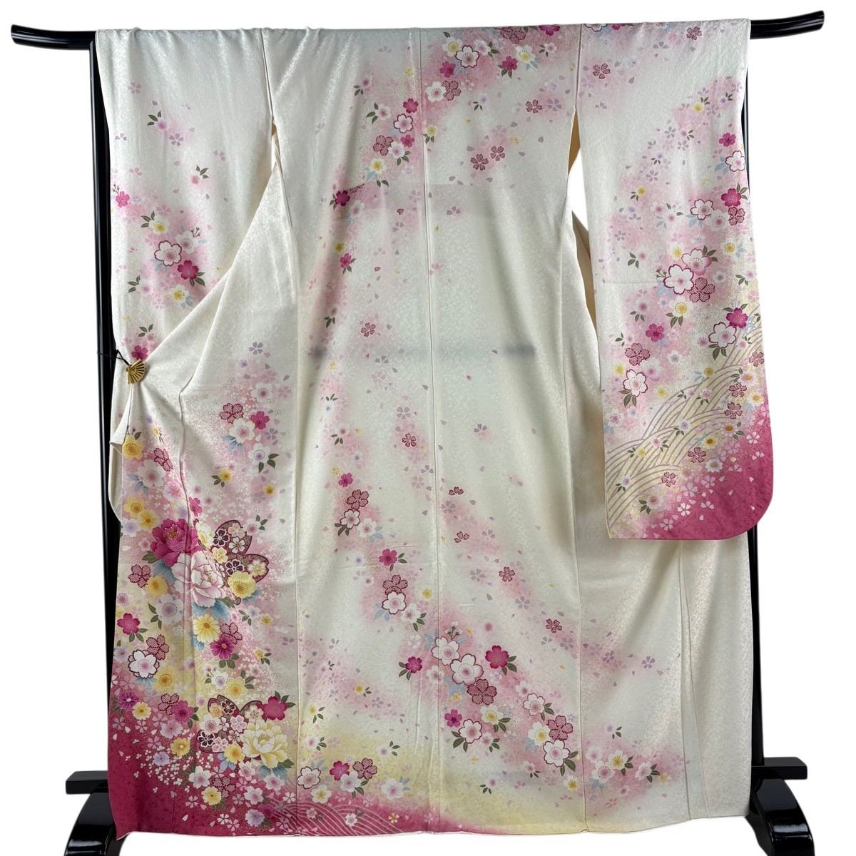 length 168.5cm sleeve length 67.5cm L sleeve cherry blossom peony silver thread length 168.5cm sleeve length 67.5cm L sleeve cherry blossom peony silver thread