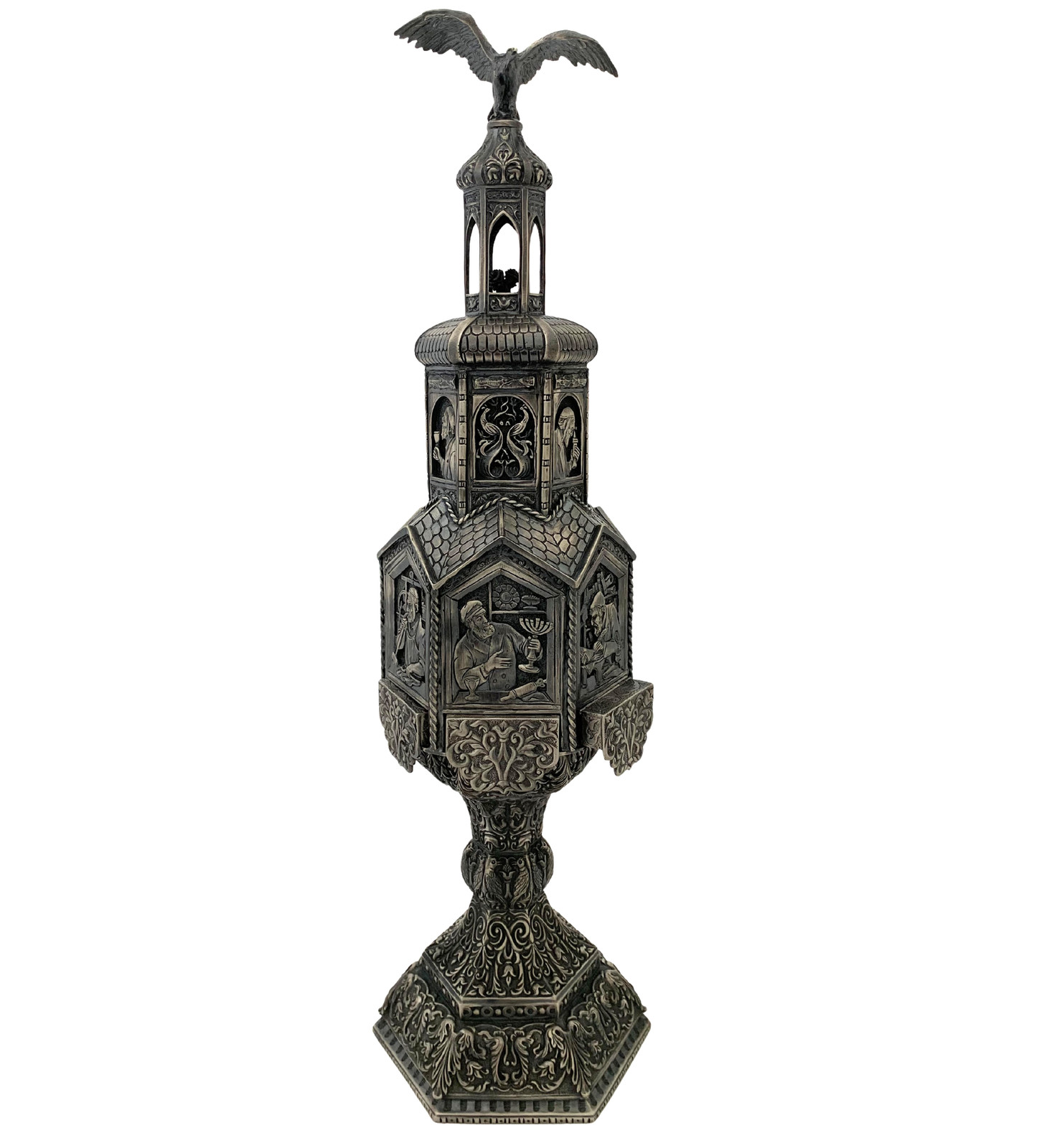 TALL EZRA LANDAU 925 STERLING SILVER HANDMADE INTRICATE ROTATING BESAMIM HOLDER TALL EZRA LANDAU 925 STERLING SILVER HANDMADE INTRICATE ROTATING BESAMIM HOLDER
