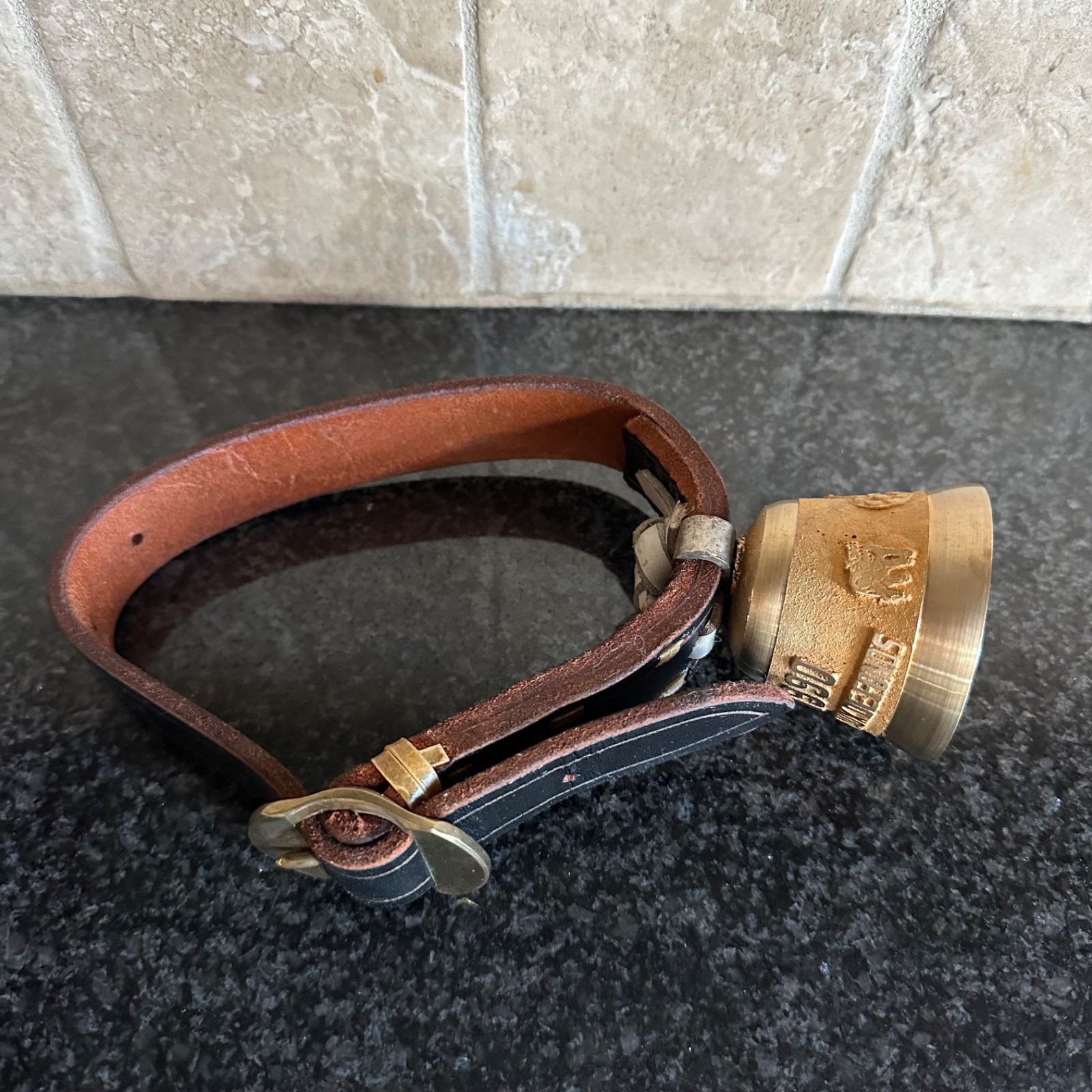 VTG 1990 Swiss Cow Bell La Chaux De Fonds Alpine w/ Leather Strap Collar Buckle VTG 1990 Swiss Cow Bell La Chaux De Fonds Alpine w/ Leather Strap Collar Buckle