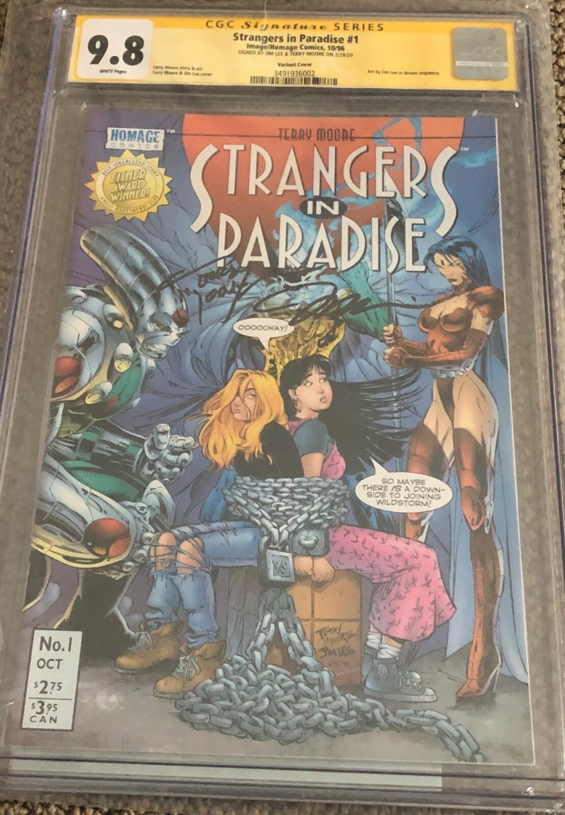 STRANGERS IN PARADISE 1 CGC 9.8 SIG SERIES JIM LEE/TERRY MOORE (PUBL. OCT 1996) STRANGERS IN PARADISE 1 CGC 9.8 SIG SERIES JIM LEE/TERRY MOORE (PUBL. OCT 1996)