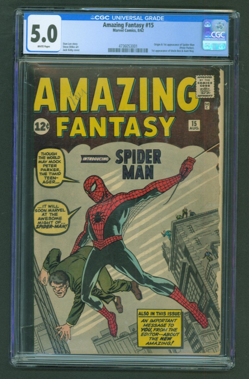 Amazing Fantasy #15 CGC 5.0 RARE WHITE PAGES 1962 GRAIL 1ST SPIDER-MAN Amazing Fantasy #15 CGC 5.0 RARE WHITE PAGES 1962 GRAIL 1ST SPIDER-MAN