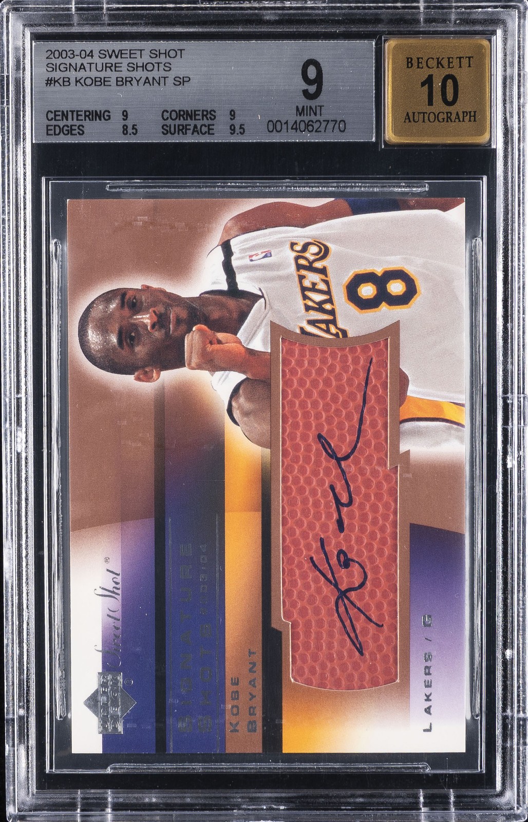 2003-04 UD SWEET SHOT SIGNATURE SHOTS SP BGS AUTO 10 #KB KOBE BRYANT BGS 9 2003-04 UD SWEET SHOT SIGNATURE SHOTS SP BGS AUTO 10 #KB KOBE BRYANT BGS 9