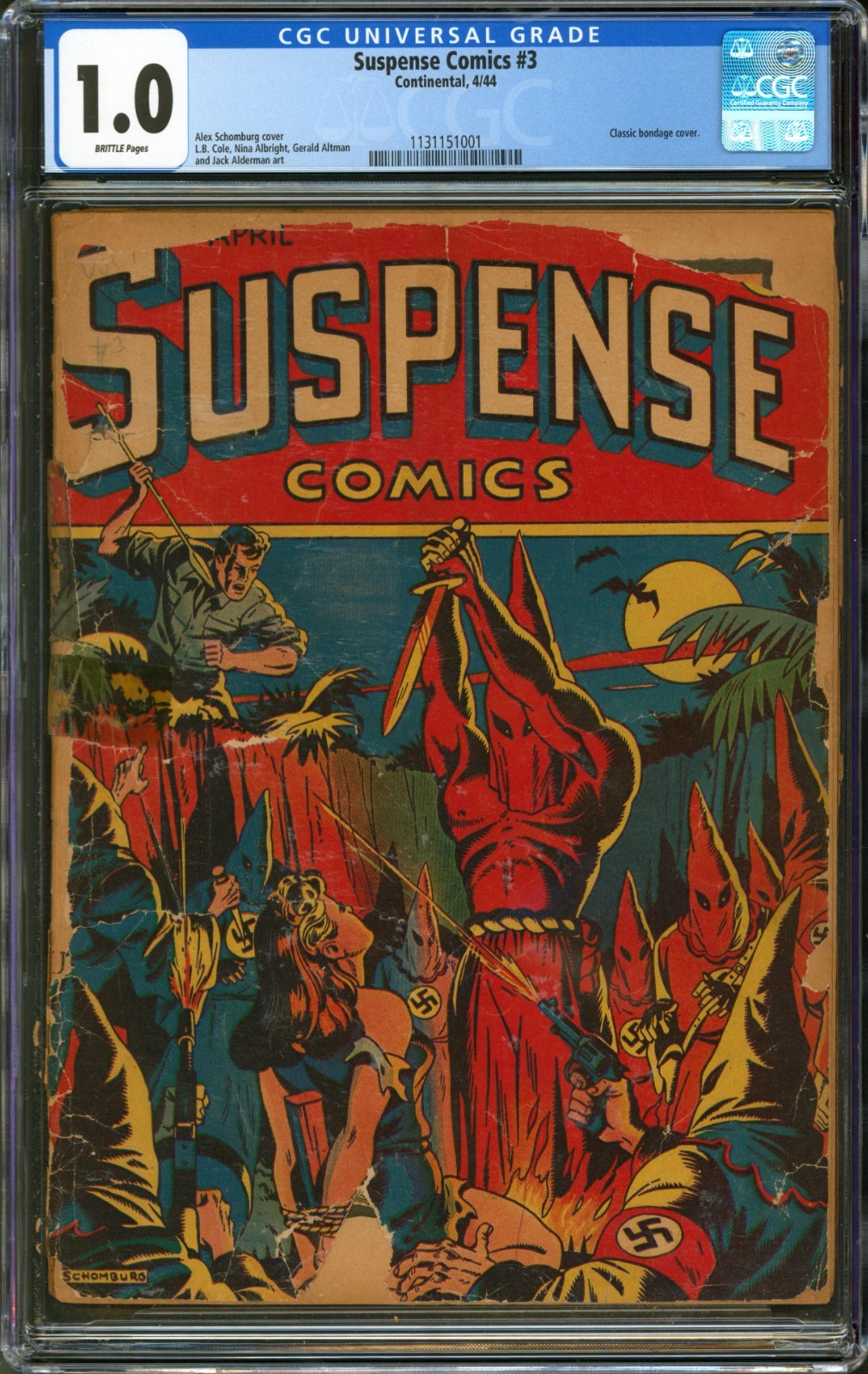 Suspense Comics #3 CGC 1.0 Continental 1944 Classic Alex Schomburg Bondage Cover