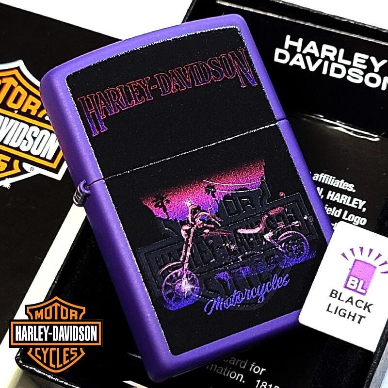 Harley Davidson ZIPPO Lighter Matte Purple UV-Active Design Used Harley Davidson ZIPPO Lighter Matte Purple UV-Active Design Used