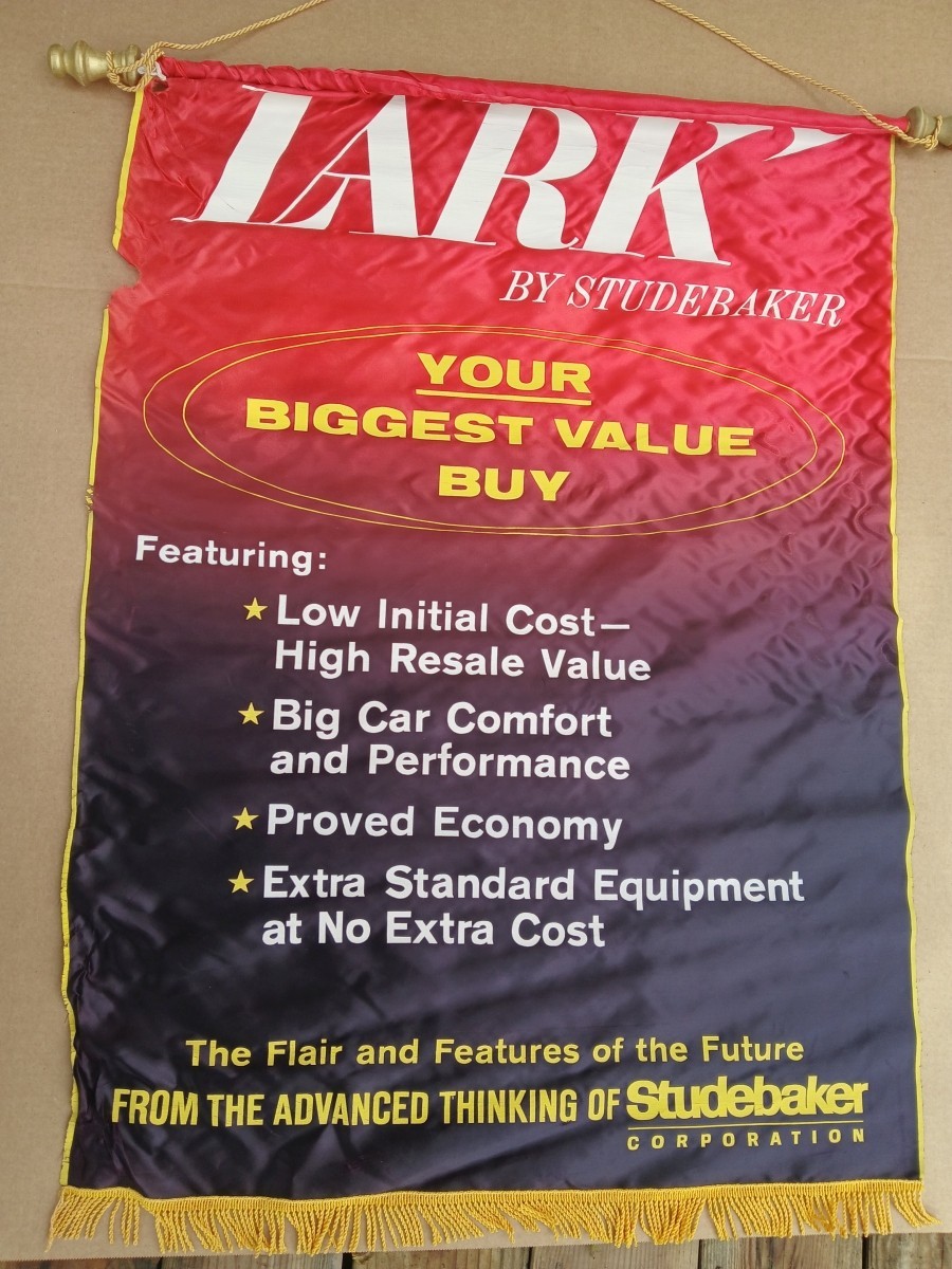 RARE 1960's Studebaker Lark Original Dealership Advertising Sign Banner RARE 1960's Studebaker Lark Original Dealership Advertising Sign Banner