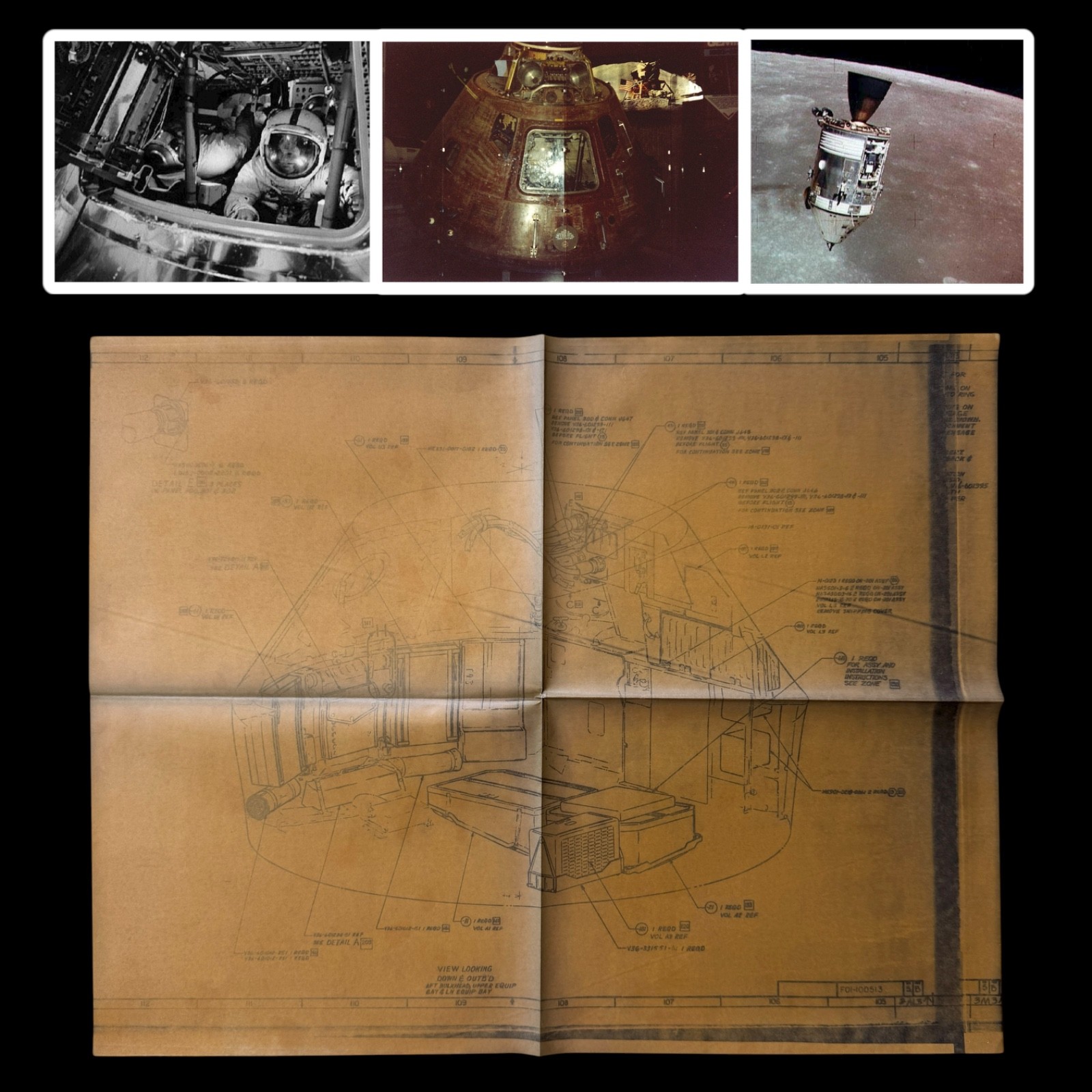 RARE Original 1971 Apollo 16 NASA Apollo Command Service Module CSM Blueprint #2