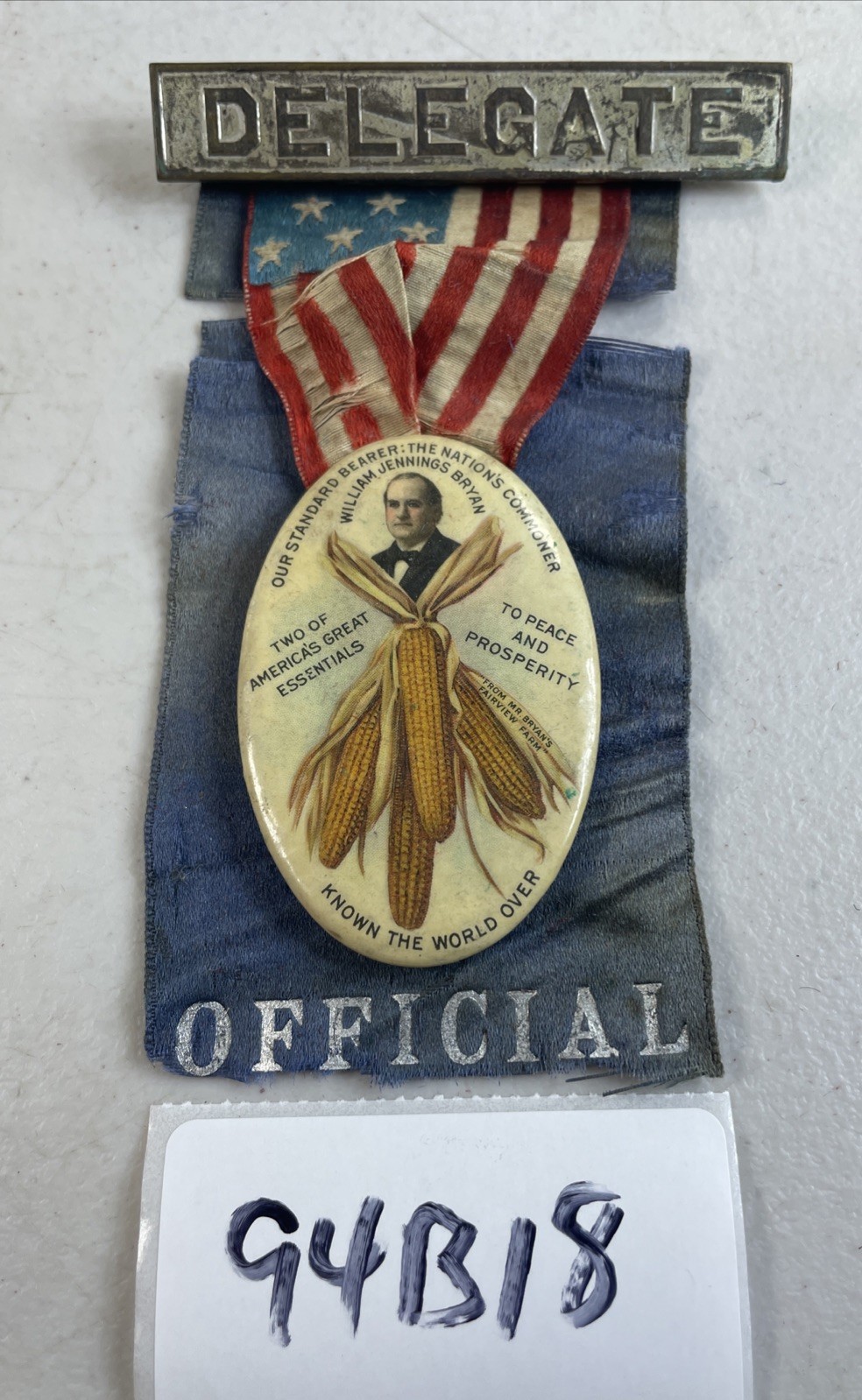 Democratic Convention Delegate Badge William Jennings Bryan 1908 Vintage 94B18 Democratic Convention Delegate Badge William Jennings Bryan 1908 Vintage 94B18