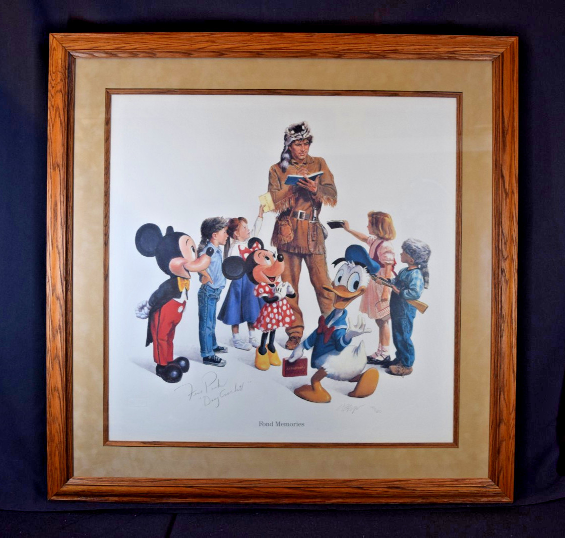 Disneyland Charles Boyer Litho SIGNED Fess Parker Davy Crockett Disney Print Disneyland Charles Boyer Litho SIGNED Fess Parker Davy Crockett Disney Print