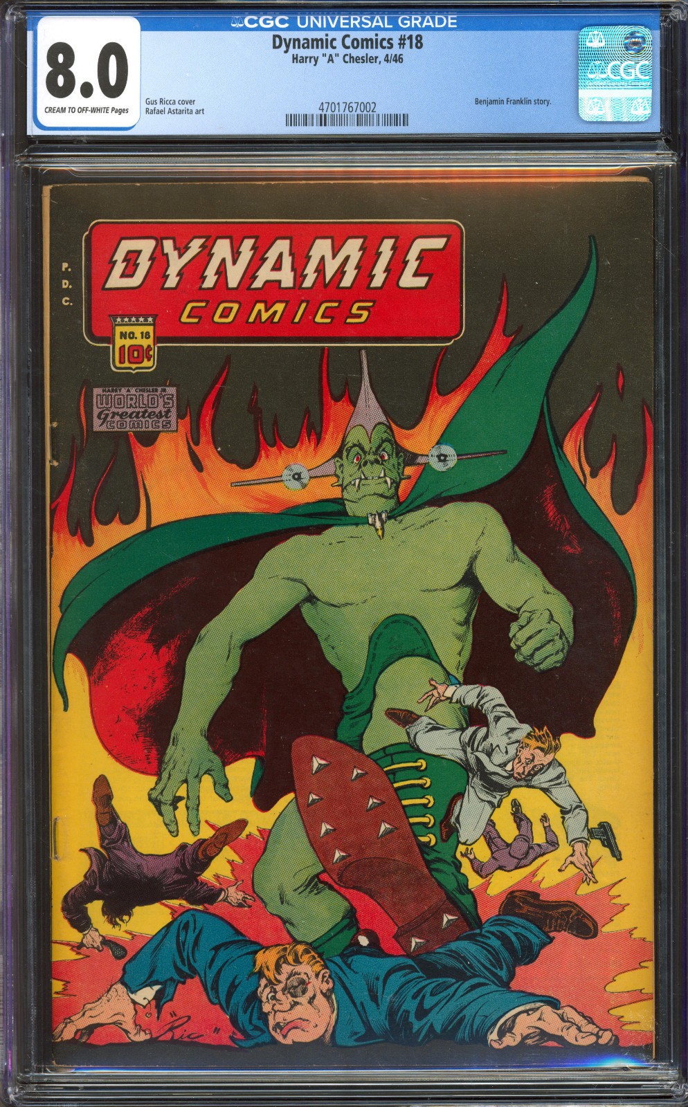 Dynamic Comics #18 CGC 8.0 | Chesler 1946 | Fiery Horror Cover Rare 3rd Highest Dynamic Comics #18 CGC 8.0 | Chesler 1946 | Fiery Horror Cover Rare 3rd Highest
