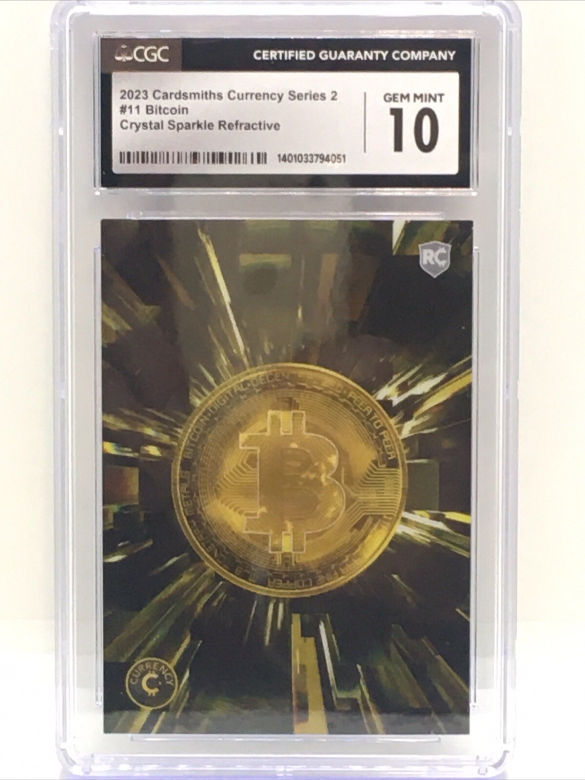 2023 Cardsmiths Currency Crystal Sparkle Bitcoin RC CGC 10 Gem Mint Refractor 2023 Cardsmiths Currency Crystal Sparkle Bitcoin RC CGC 10 Gem Mint Refractor