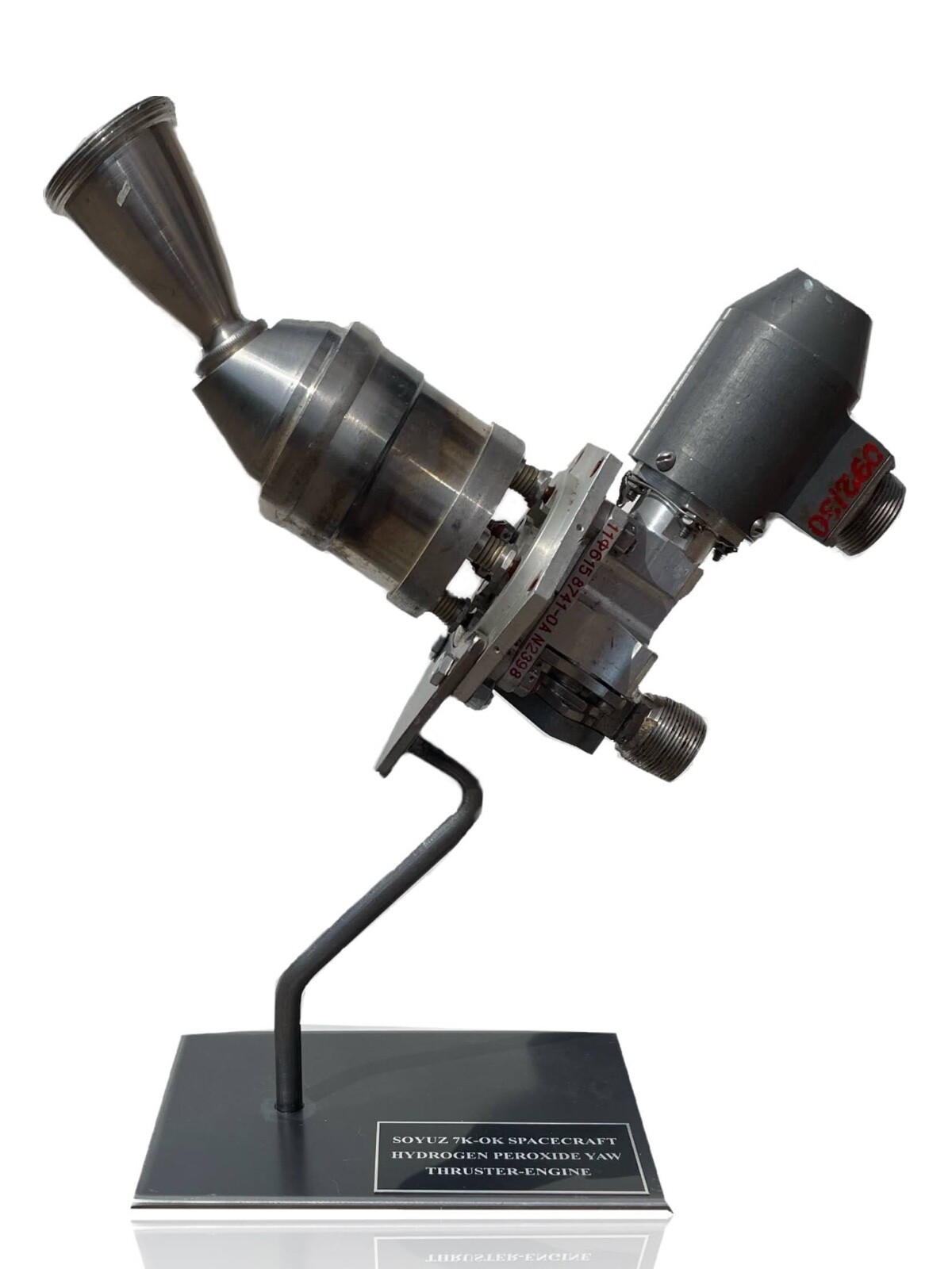 Flown Soyuz 7K-OK Spacecraft Hydrogen Peroxide YAW Thruster-Engine on Display Flown Soyuz 7K-OK Spacecraft Hydrogen Peroxide YAW Thruster-Engine on Display