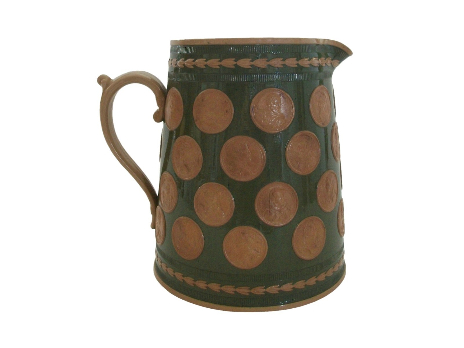 COPELAND - Jasperware Pitcher with Royal Portrait Medallions - U.K. - Circa 1850 COPELAND - Jasperware Pitcher with Royal Portrait Medallions - U.K. - Circa 1850